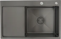 Мойка кухонная Gappo GS7850-6R с коландером, графит