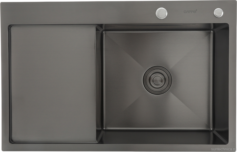 Мойка кухонная Gappo GS7850-6R с коландером, графит