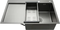 Мойка кухонная Gappo GS7850-6R с коландером, графит