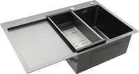 Мойка кухонная Gappo GS7850-6R с коландером, графит