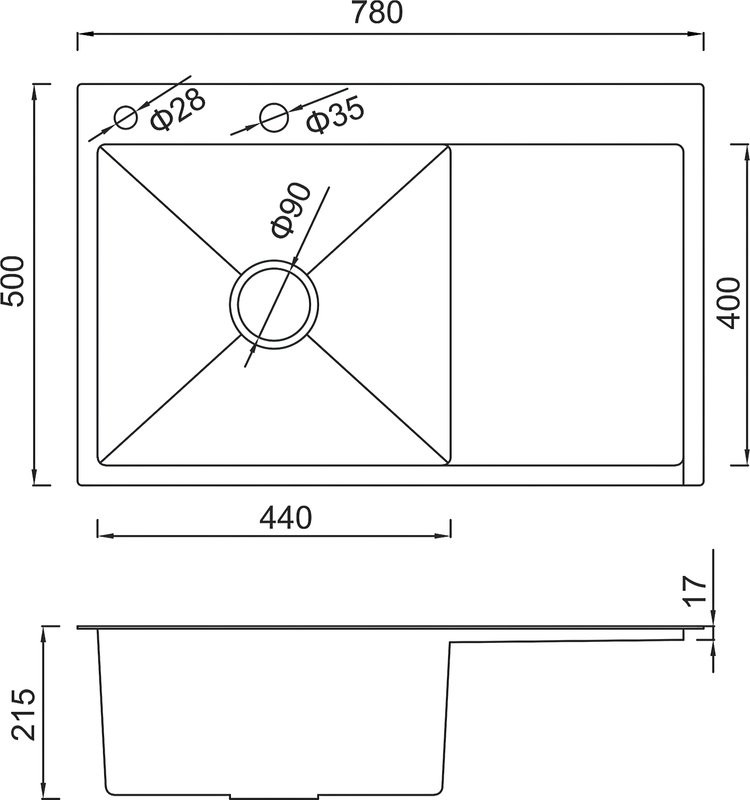 Мойка кухонная Gappo GS7850-6R с коландером, графит