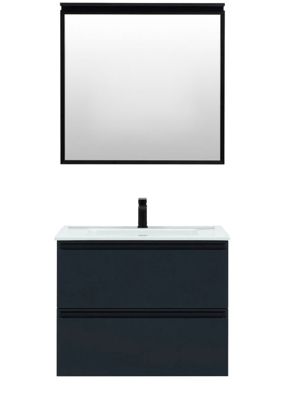 Мебель для ванной комнаты Allen Brau Eclipse 2.0 80 матовый антрацит, раковина Fantasy Flat 82x47, без перелива, белая