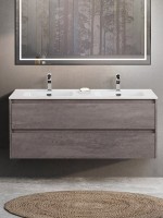 Тумба с раковиной BelBagno Kraft 120 для двоих, 2 ящика, cemento grigio