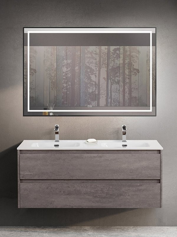 Тумба с раковиной BelBagno Kraft 120 для двоих, 2 ящика, cemento grigio
