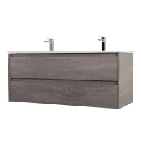 Тумба с раковиной BelBagno Kraft 120 для двоих, 2 ящика, cemento grigio