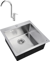 Комплект Мойка Zorg Inox R 5151 + Смеситель MEGA Snow MG-SH03 хром