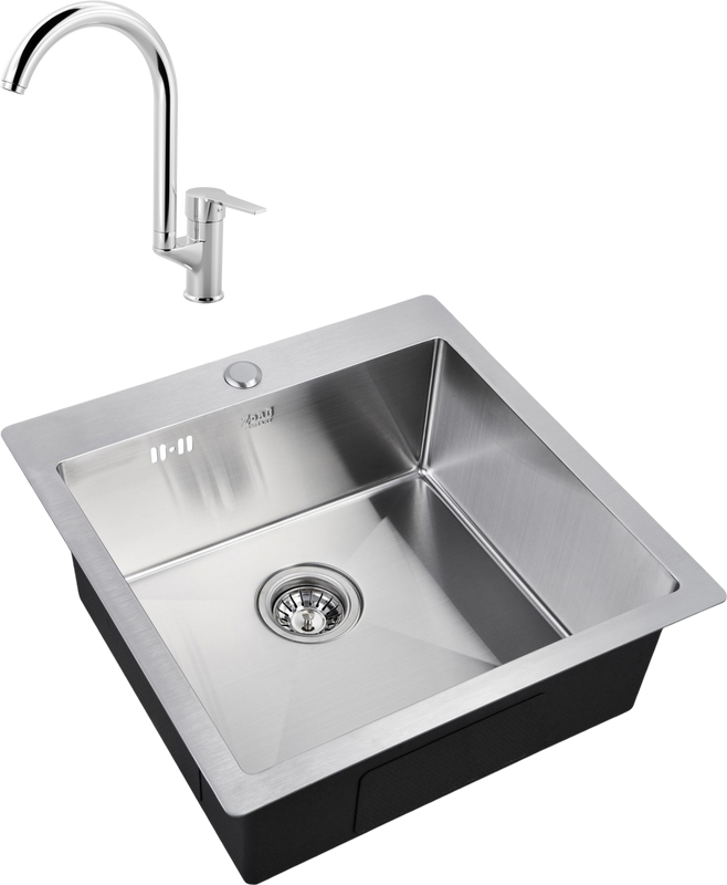 Комплект Мойка Zorg Inox R 5151 + Смеситель MEGA Snow MG-SH03 хром