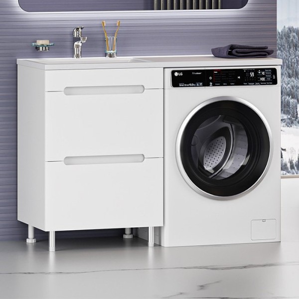 Тумба с раковиной Misty Байкал 55 L для стиральной машины, белая