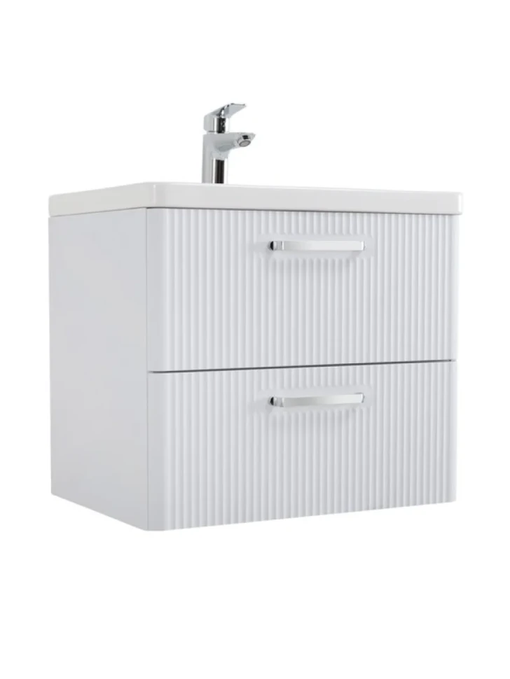 Тумба с раковиной BelBagno Due 60 ручки хром полированный, bianco lucido