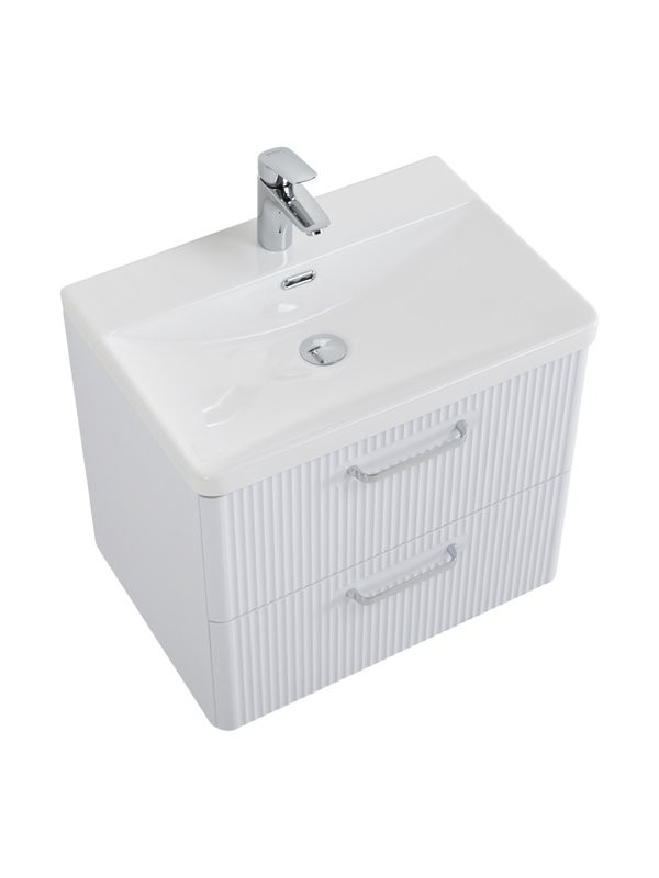 Тумба с раковиной BelBagno Due 60 ручки хром полированный, bianco lucido