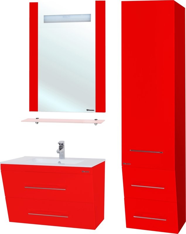 Зеркало Bellezza Берта 60 красное, с полкой