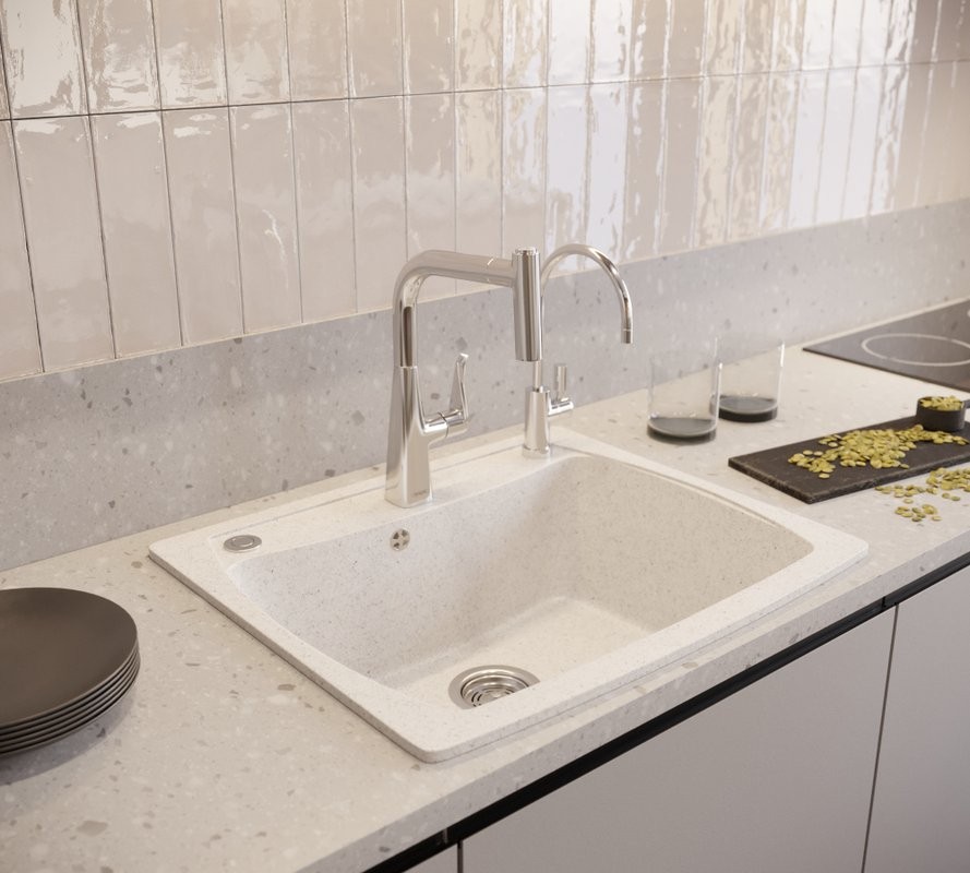 Комплект Смеситель Hansgrohe Metris M71 14834000 хром + Фартук черный