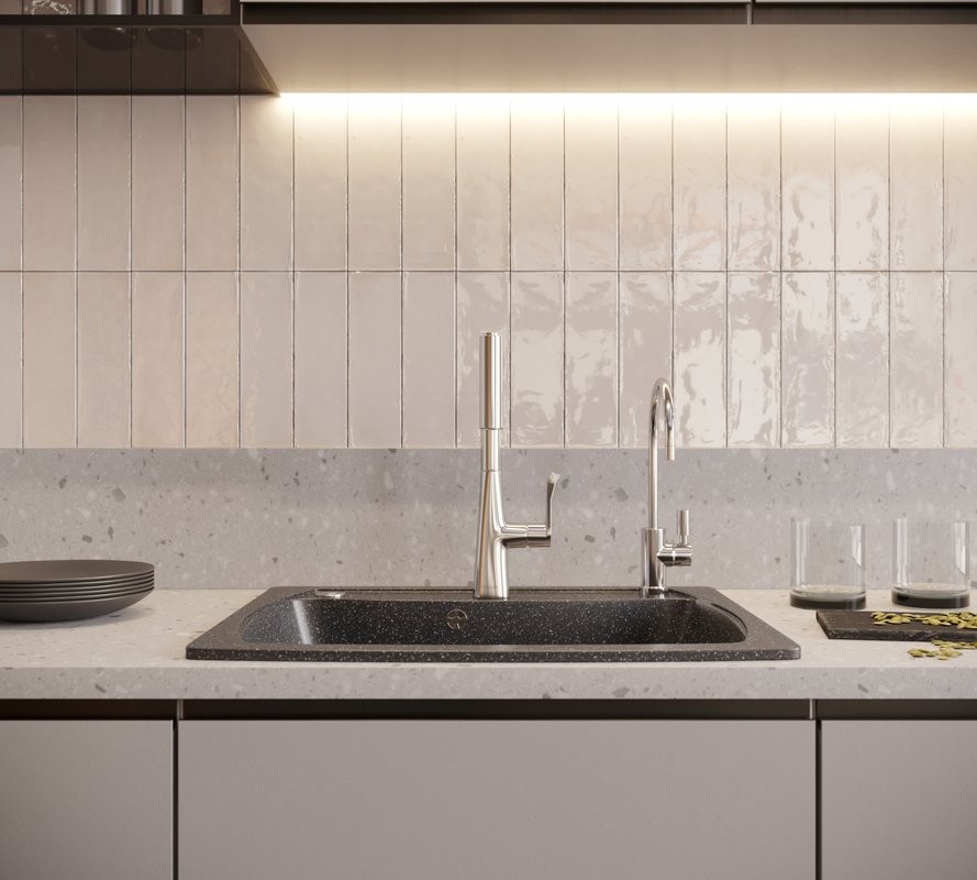 Комплект Смеситель Hansgrohe Metris M71 14834000 хром + Фартук черный
