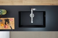 Комплект Смеситель Hansgrohe Metris M71 14834000 хром + Фартук черный