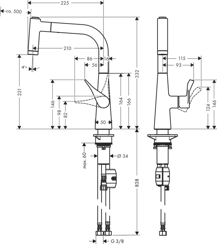 Комплект Смеситель Hansgrohe Metris M71 14834000 хром + Фартук черный