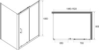 Душевой уголок RGW Passage PA-14B+80 см (148-152)х80х195, профиль черный матовый, стекло прозрачное