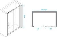 Душевой уголок RGW Passage PA-14B+80 см (148-152)х80х195, профиль черный матовый, стекло прозрачное