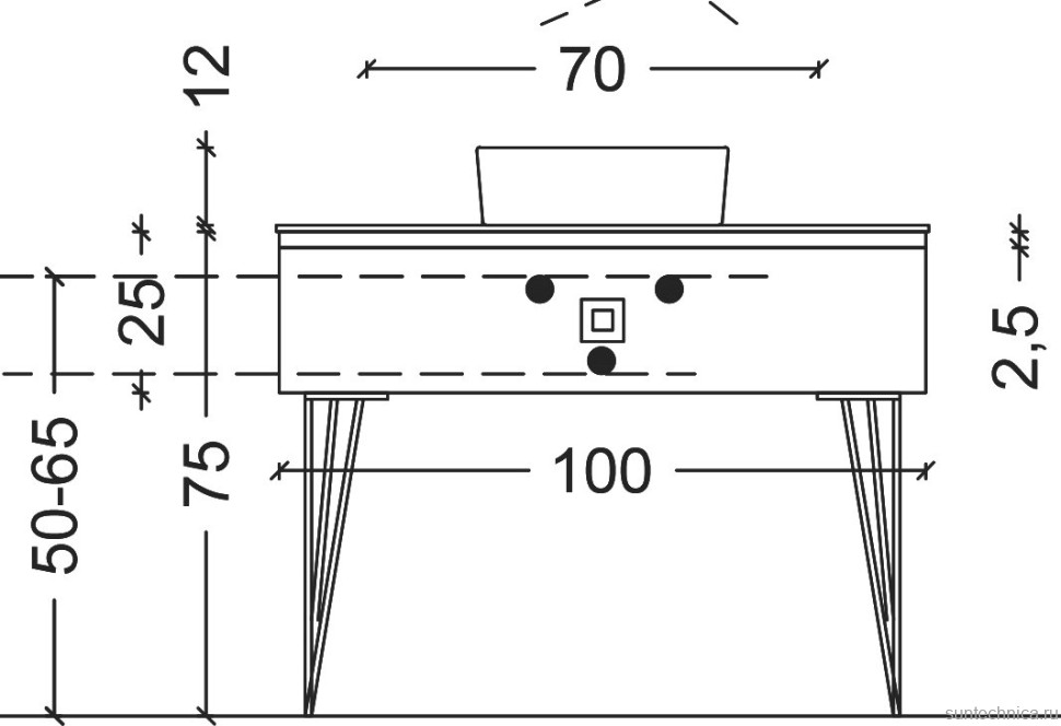 Тумба с раковиной Armadi Art Lucido 100 черная глянцевая, раковина 878-G