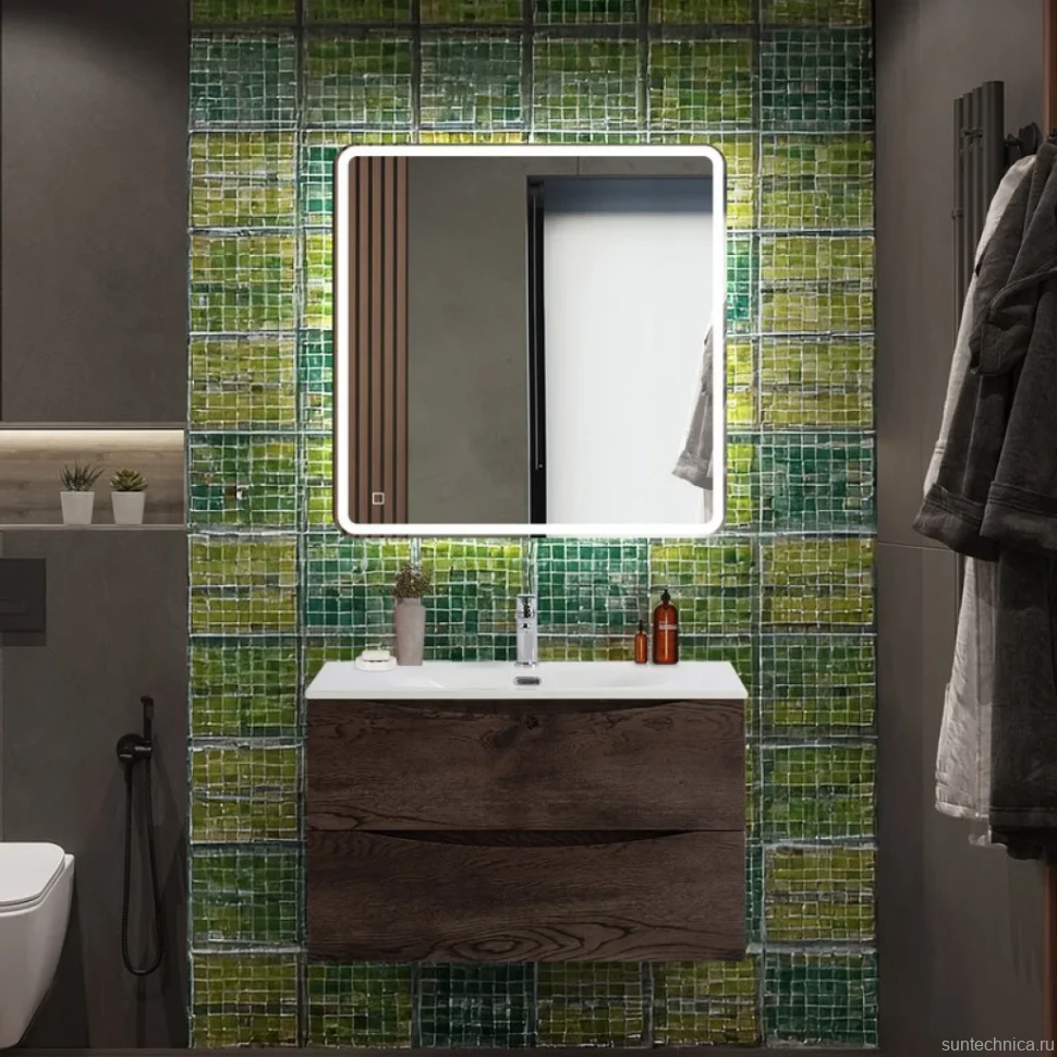 Мебель для ванной комнаты BelBagno Marino-cer-n 80 подвесная, rovere nature grigio
