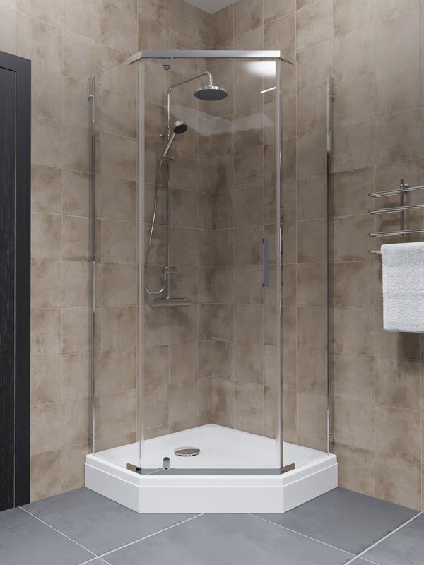 Душевой уголок Triton Дека Хром 90х90 см, с поддоном, профиль хром глянец, стекло прозрачное