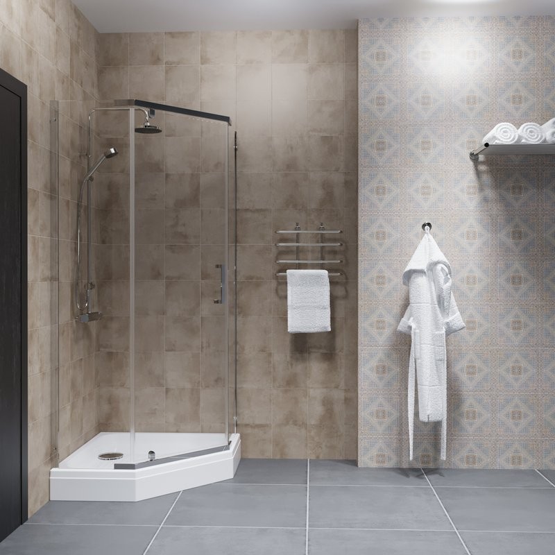 Душевой уголок Triton Дека Хром 90х90 см, с поддоном, профиль хром глянец, стекло прозрачное