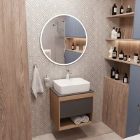 Тумба с раковиной Teymi Ritta 55 дуб эврика, матовый графит, раковина Helmi S 48