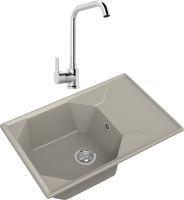 Комплект Мойка GranFest Unique GF-U-740L топаз + Смеситель MEGA Ege MG-PL10 хром