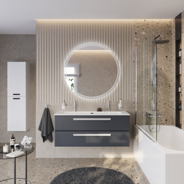 Мебель для ванной комнаты Cezares Eco Cer-N 120 grafito, раковина Eco 120-1-2, ручки сатин