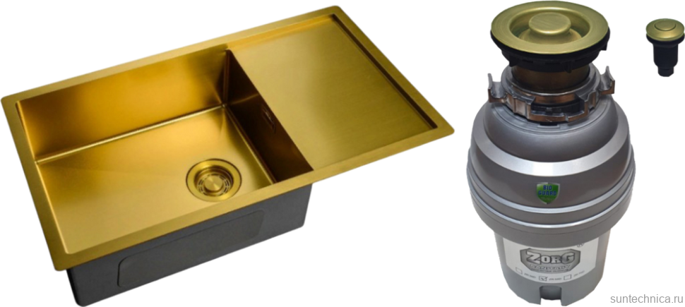 Комплект Мойка Zorg Light + Измельчитель ZR-75 D BRONZE