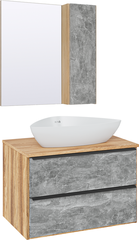 Мебель для ванной комнаты Runo Мальта 70 дуб, серая, раковина Terzo 60