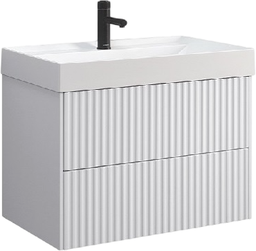 Тумба с раковиной Belux Сиртаки 85 подвесная, белая матовая