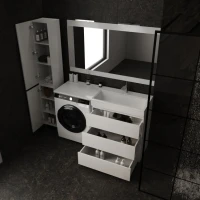 Тумба с раковиной Style Line Даллас 140 R люкс, белая + Смеситель для раковины Kludi Pure&Solid 342920575