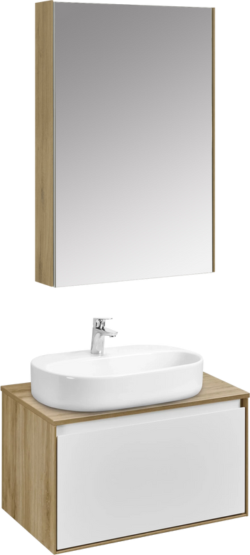 Мебель для ванной комнаты AQUATON Либерти 70 со столешницей дуб эльвезия, раковина Одри 62