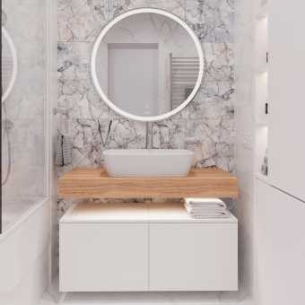 Мебель для ванной STWORKI Ольборг 100 столешница дуб французский, без отверстий, 2 тумбы 50, с раковиной Vitra Shift