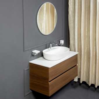 Мебель для ванной Armadi Art Vallessi 100 со столешницей белая, дуб темный