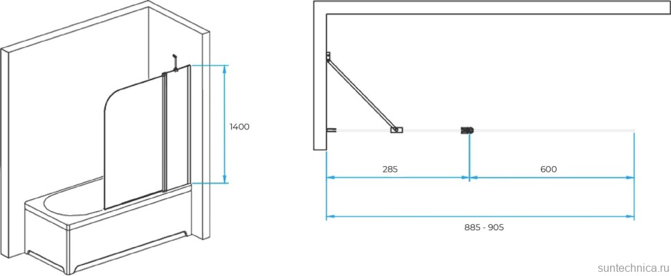 Шторка на ванну RGW Screens SC-011B 900x1400, профиль черный