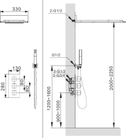 Душевой комплект AltroBagno Cascata 040101 Cr С ВНУТРЕННЕЙ ЧАСТЬЮ, хром