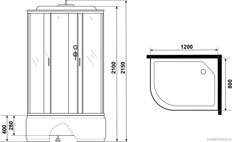 Душевая кабина Niagara Classic NG-2310-14RG 120х80 см, с гидромассажем