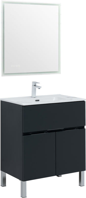 Мебель для ванной комнаты Aquanet Алвита new 70 напольная, антрацит, с дверками и ящиком