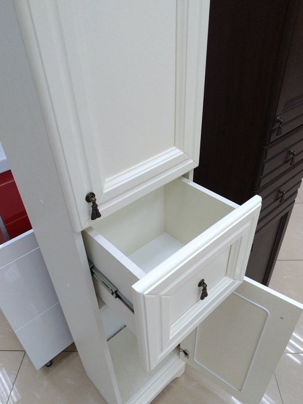 Шкаф пенал для ванной Misty Лувр R слоновая кость