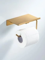 Держатель для туалетной бумаги с полочкой Shevanik SG5705G-1, золотой сатин Держатель для туалетной бумаги с полочкой Shevanik SG5705G-1, золотой сатин