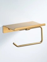 Держатель для туалетной бумаги с полочкой Shevanik SG5705G-1, золотой сатин