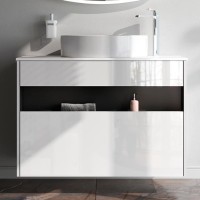 Тумба с раковиной AM.PM Func 100 белый глянец, со столешницей, раковина M8FWCC20550WG