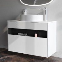 Тумба с раковиной AM.PM Func 100 белый глянец, со столешницей, раковина M8FWCC20550WG