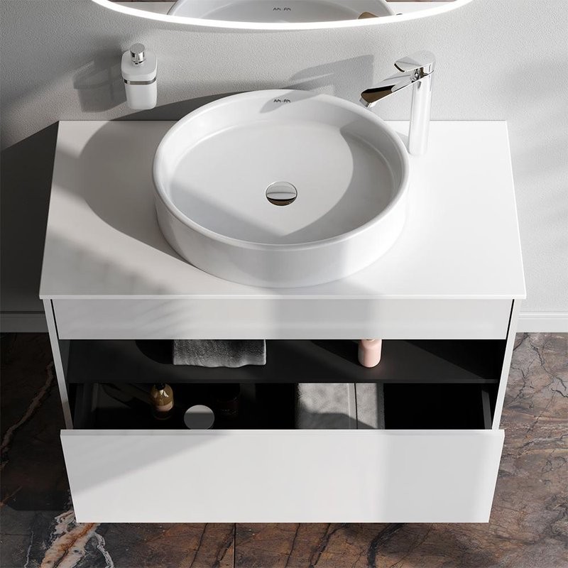 Тумба с раковиной AM.PM Func 100 белый глянец, со столешницей, раковина M8FWCC20550WG