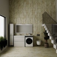 Тумба с раковиной Style Line Даллас 150 Люкс Plus напольная, белая L