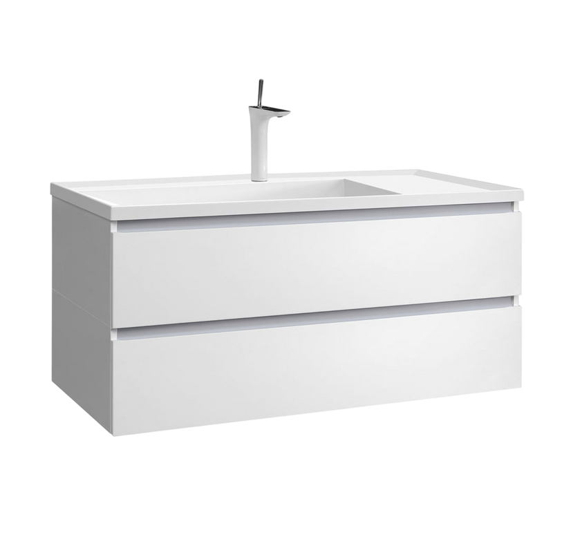 Тумба с раковиной Belux Фаворит 120 подвесная, белая глянцевая, раковина 120-01