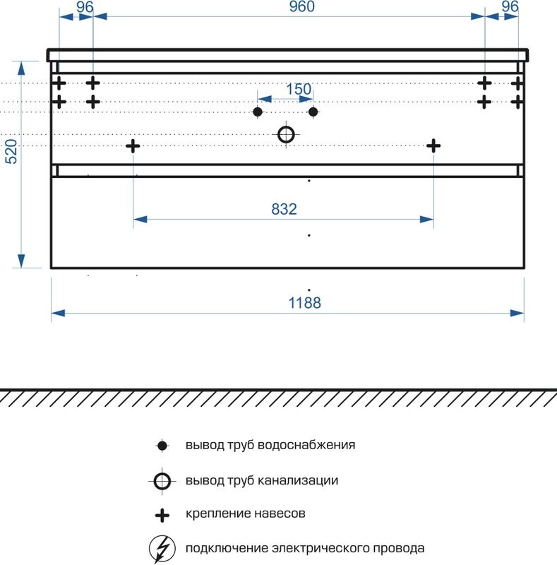Тумба с раковиной Belux Фаворит 120 подвесная, белая глянцевая, раковина 120-01