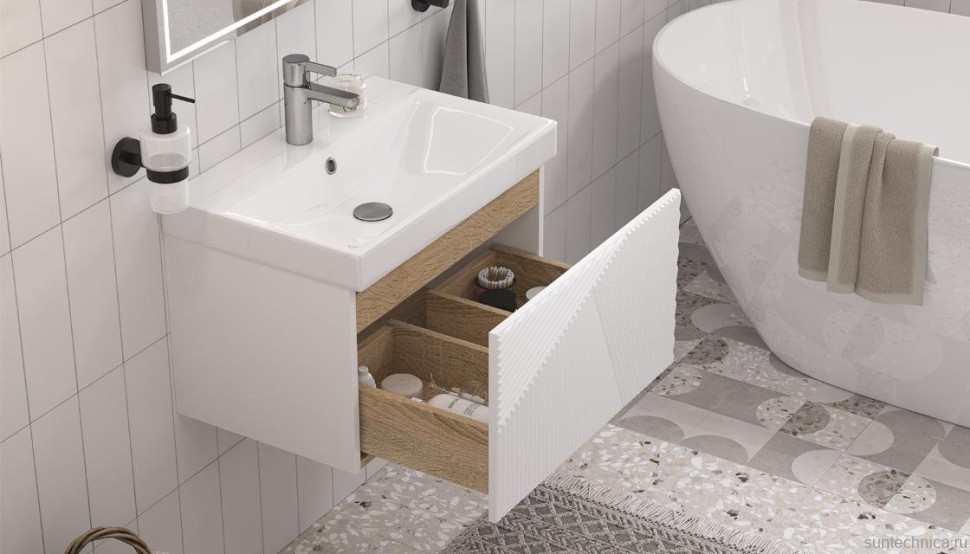 Тумба под раковину без столешницы Velvex Edge 60.1Y подвесная, белая