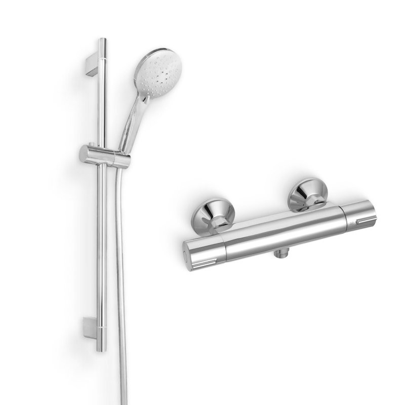 Душевой комплект Термостат Jacob Delafon July E8455-CP для душа + Гарнитур Salute E32907-CP